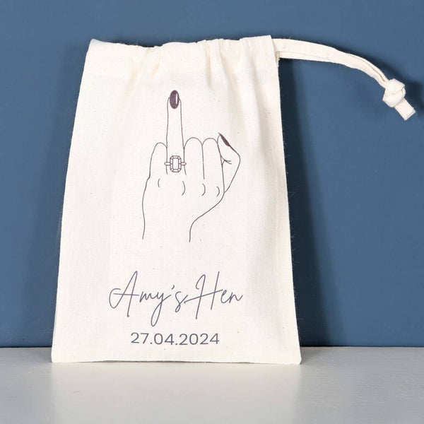 Personalised Hen Night Party Cotton Bags, Ring Finger
