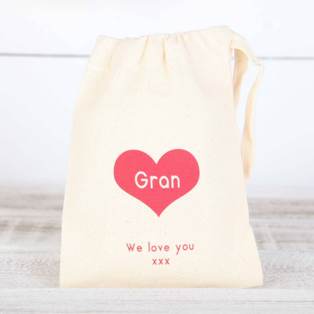 Personalised Loveheart Cotton Drawstring Gift Bag