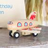 Wooden Pull Back Plane And Personalised Bag