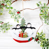 Two Happy Penguins In A Boat Christmas Tree Decoration