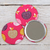Pink Apple Fabric Handbag Mirror