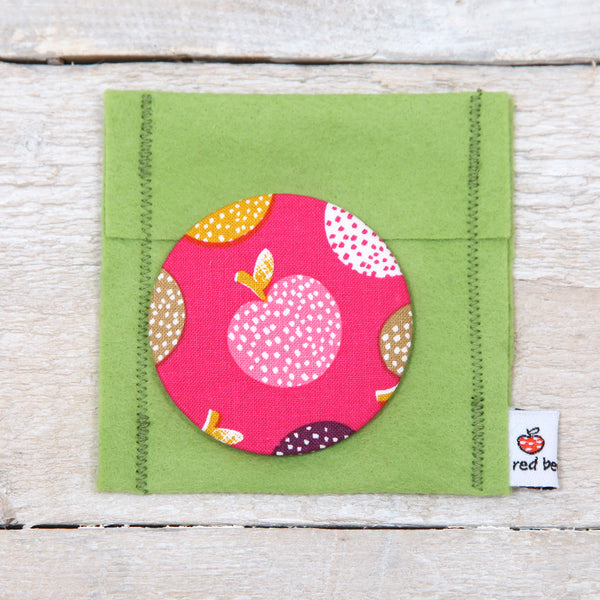 Pink Apple Fabric Handbag Mirror