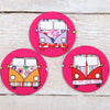 Pink Camper Van Handbag Mirror With Pouch