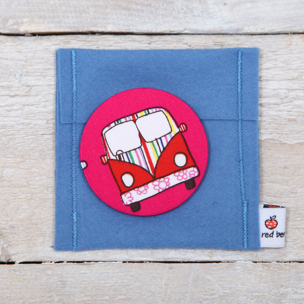 Pink Camper Van Handbag Mirror With Pouch