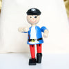Three Wooden Flexible Pirates And Personalised Bag