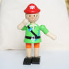 Three Wooden Flexible Pirates And Personalised Bag
