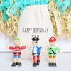Three Wooden Flexible Pirates And Personalised Bag