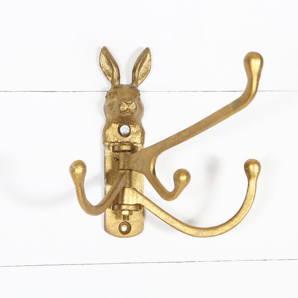 Rabbit Hare Multi Wall Hook, Brass Effect