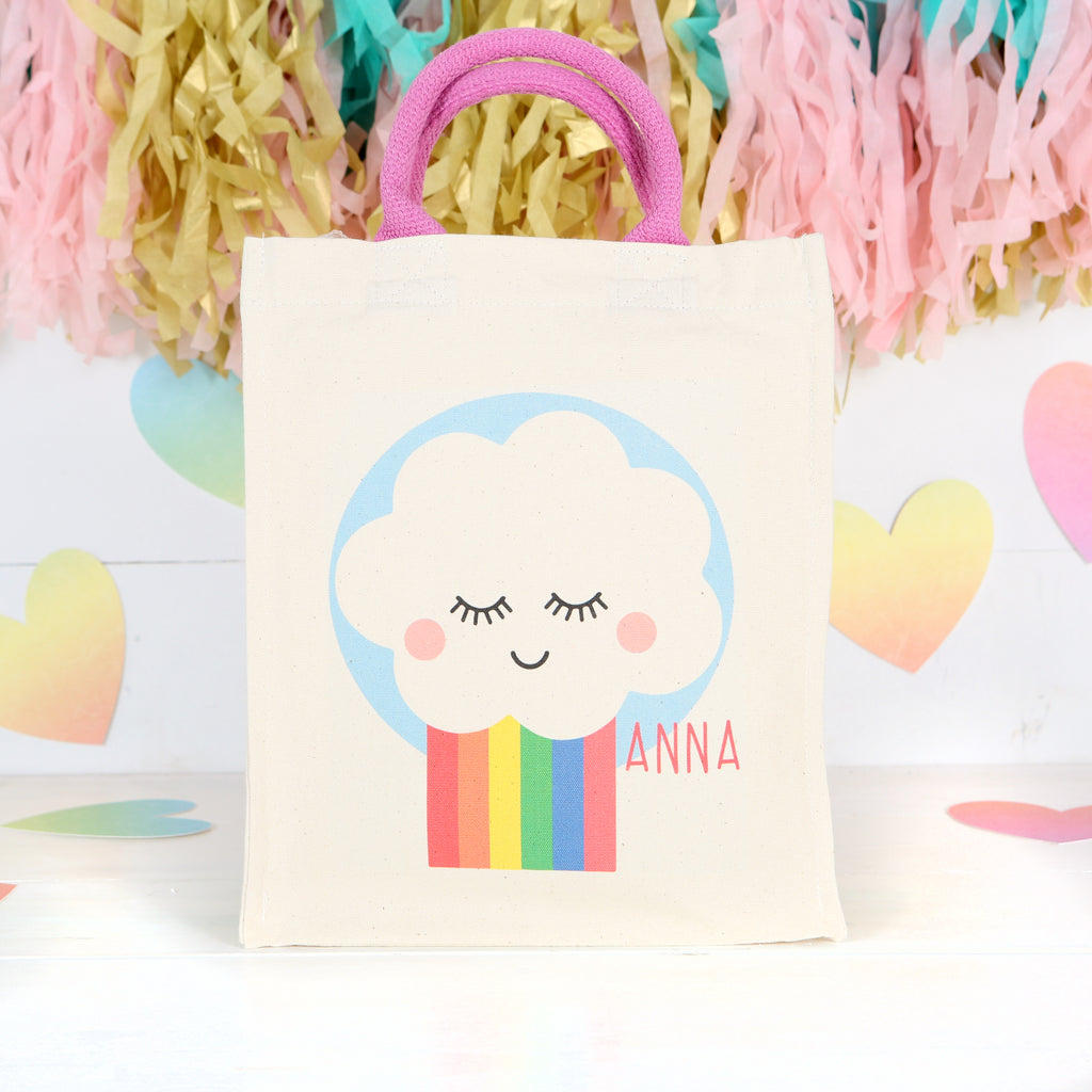 Personalised Rainbow Canvas Bag With Rope Handles