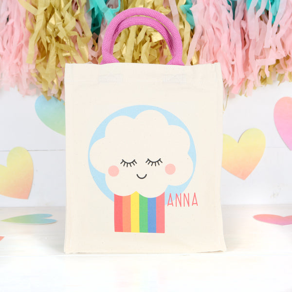 Personalised Rainbow Canvas Bag With Rope Handles
