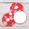 Red Cherry Blossom Fabric Mirror And Pouch