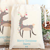 Personalised Christmas Reindeer Cotton Bags