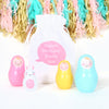 Rainbow Nesting Dolls, Chiming Bunny Toy With Personalised Bag, Christmas gift idea