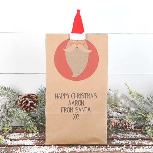 Christmas Personalised Santa Gift Bag With Hat Peg