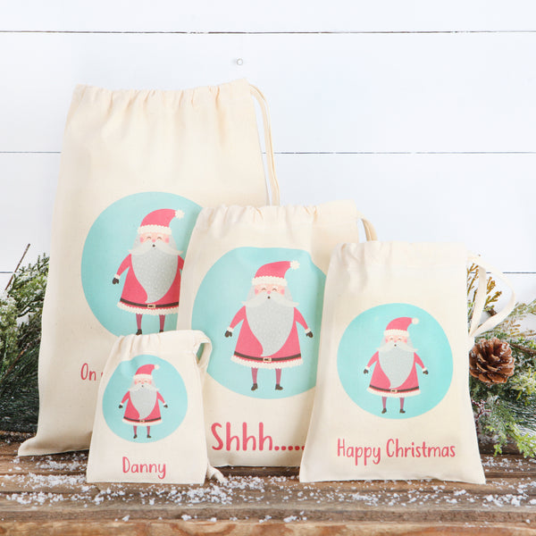 Santa Christmas Personalised Cotton Bags