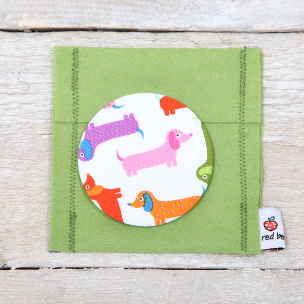 Sausage dog fabric handbag mirror