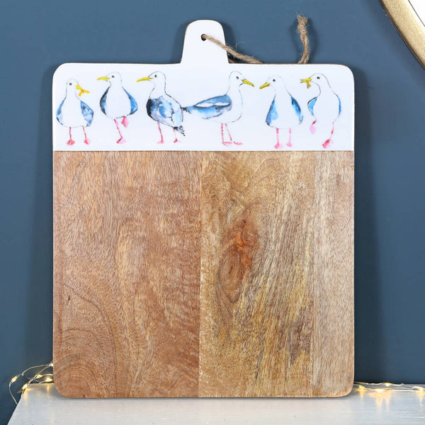Seagull With Chips Wooden Chopping Board