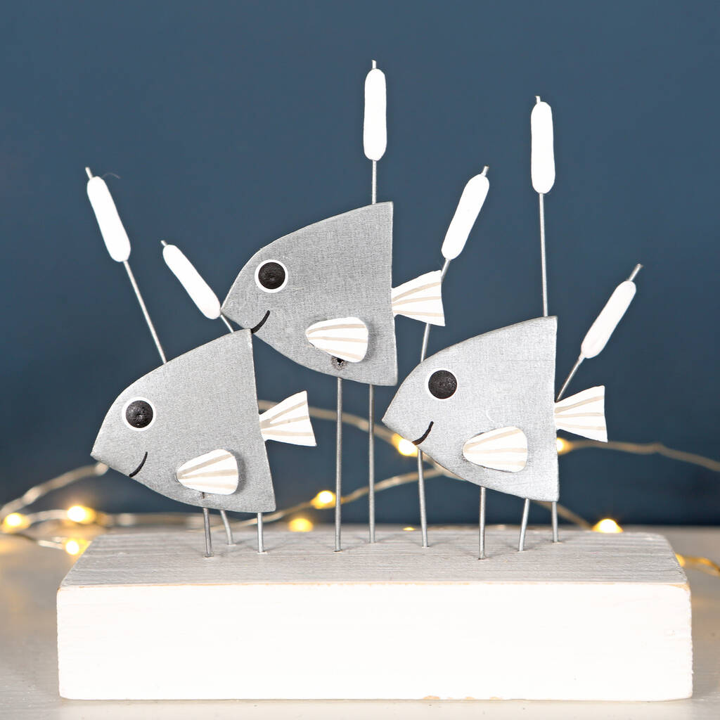 Trio Of Silver Fish On Block