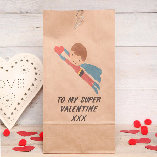 Personalised Flying Superhero Valentine's Bag