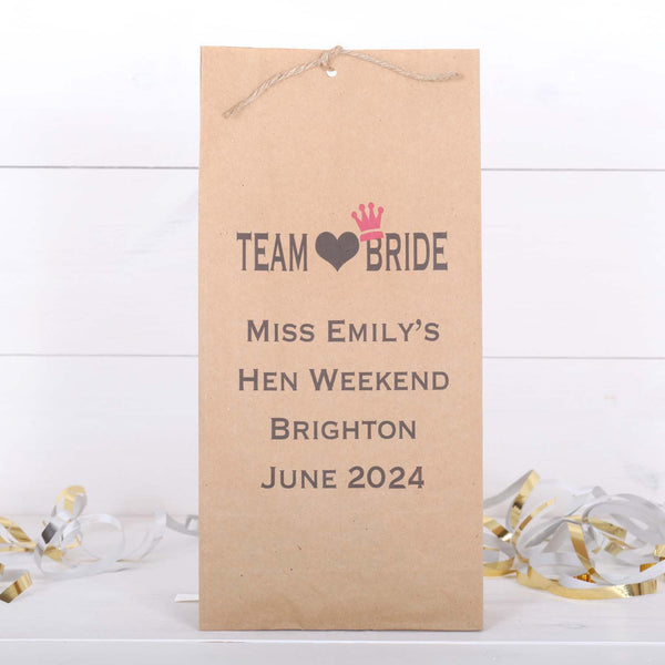 Team Bride Personalised Hen Party, Favour Bags