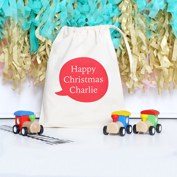 Wooden Train And Track Roll With Personalised Bag