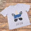 Childs Boy Unicorn Personalised Organic T Shirt