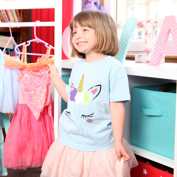 Girls Personalised Unicorn Eyelash T Shirt