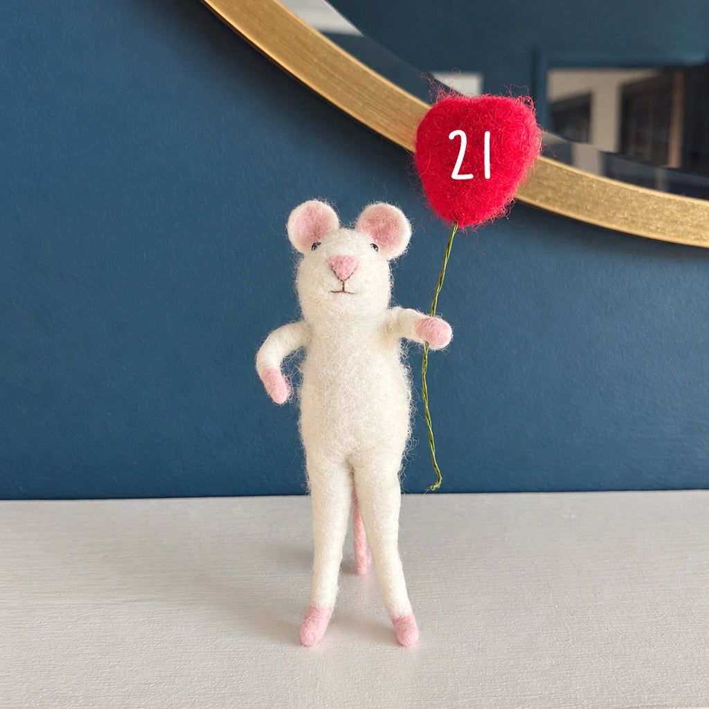 Felt Mouse With Love Heart, 21st Birthday