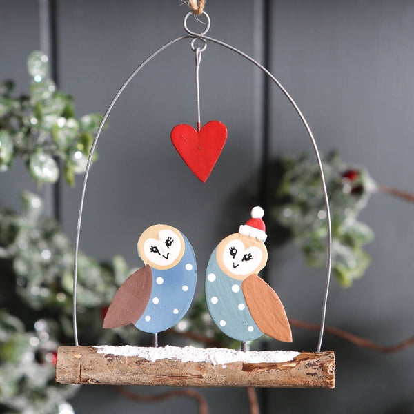 Christmas Owls On a Branch Decoration