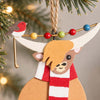 Highland Cow Coo With Robin And Scarf Christmas Tree Decoration