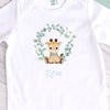 Personalised Blue Giraffe Footless Baby grow