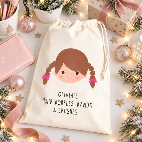 Personalised Girls Hair Bobble And Brush Bag