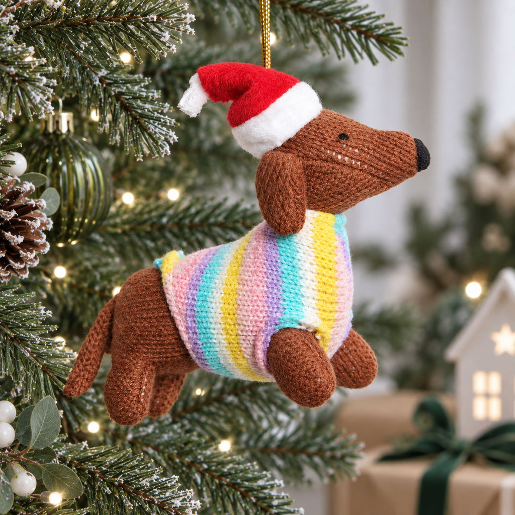 Knitted Dachshund Christmas Tree Decoration
