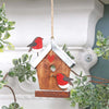 Robin Birdhouse Wooden Hanging Christmas Decoration