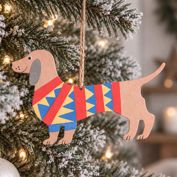 Colourful Dachshund Sausage Dog Christmas Tree Decoration