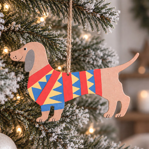 Colourful Dachshund Sausage Dog Christmas Tree Decoration