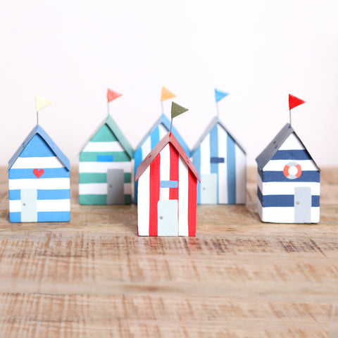 Striped Coastal Beach Hut Freestanding Decoration